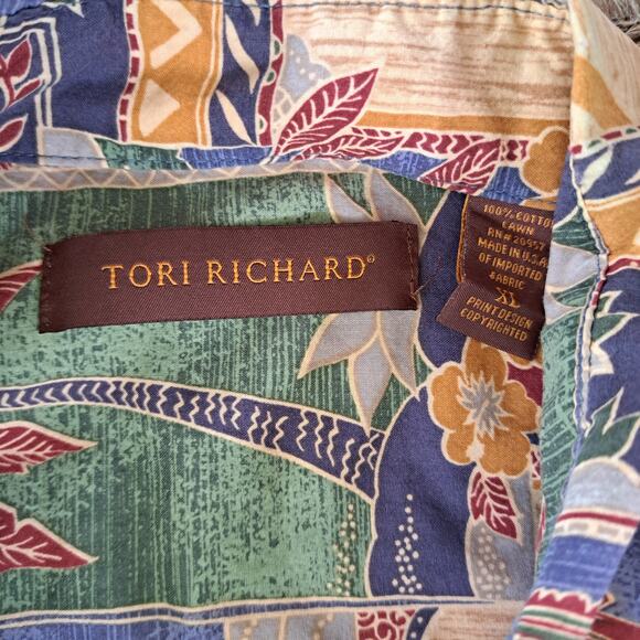 TORI RICHARD Men's XL Hawaiian Print Casual Button Down Shirt Aloha Sea Turtle - Picture 3 of 7